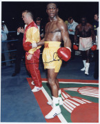 SIGNED "10x8" PHOTOGRAPHS: mostly British world champions comprising Lionel Rose (Australian, bantamweight), Terry Downes middleweight), Chris Eubank (middleweight & super middleweight), Henry Cooper (Commonwealth & European champion, famous image of him - 3