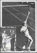 AUSTRALIAN MALE TENNIS PLAYERS: signatures of 1940s-1960s era players mostly on images of the relevant player comprising Frank Sedgeman, Mervyn Rose, Lew Hoad, Neale Fraser, Roy Emerson, Fred Stolle, Mal Anderson (2), Rod Laver & Ken Rosewall (2); also Fr - 2