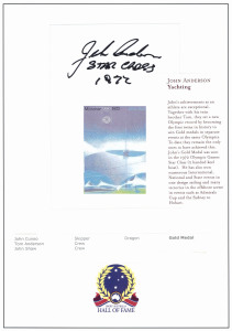 AUSTRALIAN OLYMPIC GOLD MEDALLISTS: signatures mostly on piece or on philatelic covers comprising Ian "Joey" Crowne (gold, 2000m tandem cycling, 1956 Melbourne), John Anderson (gold, yachting, 1972 Munich), Rachael Sporn (gold, basketball, Atlanta 1996), 