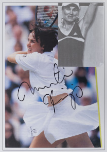 INTERNATIONAL FEMALE TENNIS PLAYERS: signatures mostly on images of the player or on philatelic covers comprising Virginia Wade, Steffi Graf, Pam Shriver, Martina Hingis, Monica Seles, Kim Clijsters, Arantxa Sanchez-Vicario, Jennifer Capriati, Justine Hen