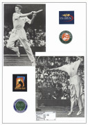 INTERNATIONAL MALE TENNIS PLAYERS: signatures of 1930s-1950s era players mostly on images of the relevant player or on piece comprising Fred Perry, Donald Budge, Jack Kramer, Budge Patty, Ted Schroeder, Jaroslav Drobny, Vic Seixas, Tony Trabert & Pancho S - 2