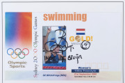 INTERNATIONAL OLYMPIANS - MULTIPLE GOLD MEDALLISTS: signatures comprising Steve Redrave (rowing, gold medallist in 5 consecutive Olympics 1984-2000), signature on cover of October 2000 "Time" magazine featuring the rower; also Matt Biondi (swimming, 8 gol - 2