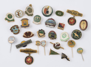 BOWLS - PAPUA NEW GUINEA: late 1970s-mid 1980s Bay of Papua and associated club enamelled badges, variety of club represented including Air Niugini Bowling Club, Igam Bowling Club, Kokopo Sports Club, Lae Bowls Club (incl.25th Anniversary Badge), PNG Defence Force Bowling club, Popondetta Bowling Club & Wau Bowling Club; variety of manufacturers represented incl. Denham, Neal & Treloar, Luke, A.J. Parkes, Millers & Perfection. (27 items)