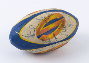 BRISBANE BRONCOS: miniature football with signatures of numerous players many of whom featured in the 1998 Grand Final win, including Allan Langer, Steve Renouf, Wendell Sailor, Gordon Tallis & Shane Webcke.