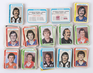 1979 SCANLENS "Footballers", two part sets [136/156 and 116/156], plus (141) duplicates and checklists [47], mixed condition. (Total: 440).