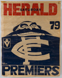 CARLTON - POSTERS: comprising 1979 Carlton Premiership Weg poster (laminated, fair condition), 1999 Craig Bradley testimonial year signed by Bradley, Stephen Kernahan & Scott Camporeale, 1999 unsigned poster celebrating Carlton Premierships featuring images of Stephen Silvagni, Aaron Hamill, Glenn Manton and Anthony Koutafides; latter two items in very good condition. (3 items).