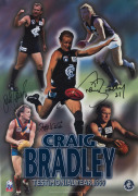 CARLTON - POSTERS: comprising 1979 Carlton Premiership Weg poster (laminated, fair condition), 1999 Craig Bradley testimonial year signed by Bradley, Stephen Kernahan & Scott Camporeale, 1999 unsigned poster celebrating Carlton Premierships featuring imag - 2