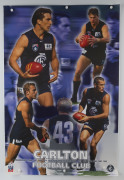 CARLTON - POSTERS: comprising 1979 Carlton Premiership Weg poster (laminated, fair condition), 1999 Craig Bradley testimonial year signed by Bradley, Stephen Kernahan & Scott Camporeale, 1999 unsigned poster celebrating Carlton Premierships featuring imag - 3