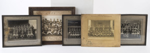 FRAMED PHOTOGRAPHS: comprising North Melbourne Colts Football Club 'B' Team for seasons 1938, 1938 & 1940 (runners-up), plus an unidentified image of another colts team; also unframed image of 'A.A.P.C' runners-up in the 'Vic. L.of C. Army Football Compe