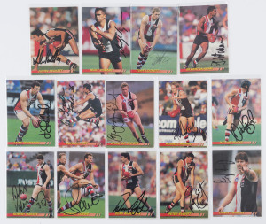 1994 SELECT CARDS - ST KILDA: Set of SIGNED St Kilda cards (cards #159 to 172) including Danny Frawley, Nathan Burke, Tony Lockett, Nicky Winmar, Robert Harvey & Stewart Loewe. (14)