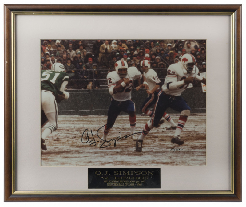 BASEBALL - O.J. SIMPSON: signed colour photograph display, window mounted, limited edition, numbered #116/250 with CofA, framed & glazed, overall 49x42cm