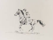 POLO PRINCE, The 1965 Melbourne Cup Winner,  original pencil and charcoal artwork on artist board, signed [Joseph] GREENBEG and dated "68" lower right. Overall 45 x 61cm.