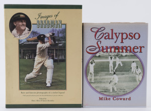 DON BRADMAN: "Images of Bradman: Rare and Famous Photographs of a Cricket Legend" (1994) 304pp hardbound book with slipcase; also Bradman "Australian Legends" 1997 postal numismatic cover and stamp sheetlet; also unrelated tittle "Calypso Summer" (account of the 1960-61 Australia v West Indies Test Series) by Mike Coward, 203pp, hardbound. (4 items)