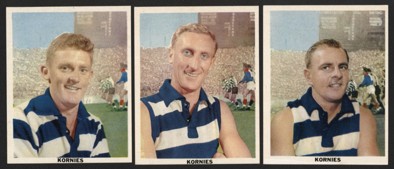 KORNIES 1959 'SCOREBOARD' SERIES - GEELONG: Geoff Williams, John O'Neill & Neil Trezise, cards 16, 17 & 18 [3/36]; G/VG. (3).