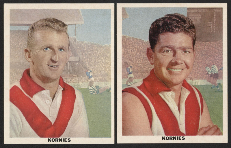 KORNIES 1959 'SCOREBOARD' SERIES - SOUTH MELBOURNE: Ron Clegg & Bill Gunn, cards #34 & 35 [2/36]; G/VG.