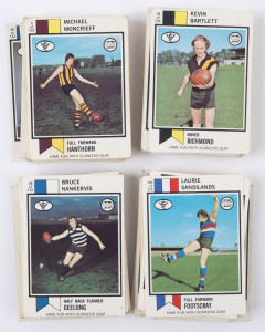 1974 SCANLENS "Footballers" incomplete set [119/132, no Collingwood cards], many with abrased backs from previous mounting; Poor/G. (144)