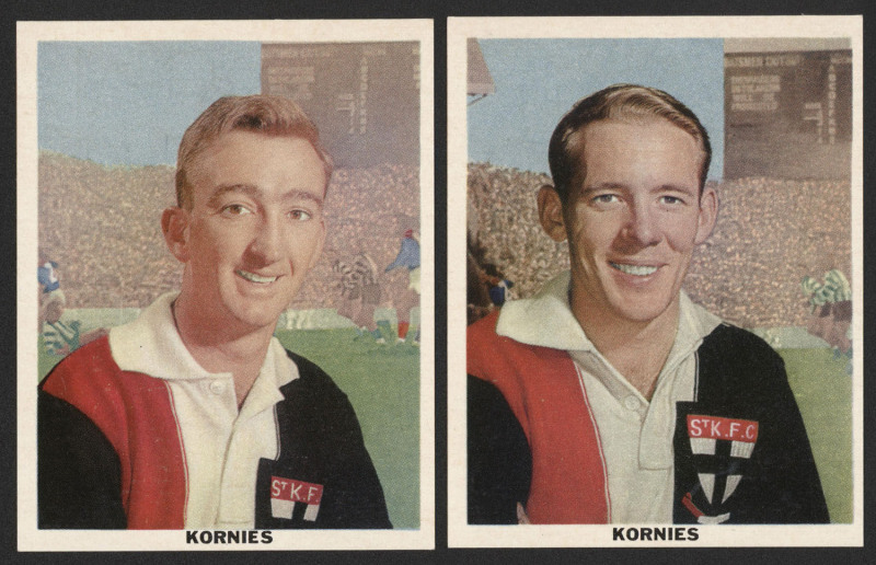 KORNIES 1959 'SCOREBOARD' SERIES - ST KILDA: Brian Walsh & Bill Young, cards #32 & 33 [2/36]; G/VG.