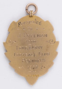 LONGWARRY FOOTBALL CLUB: 1930 Premiership medallion, 9ct gold, engraved verso "Presented to J. FREEMAN..." 5.2gms. - 2