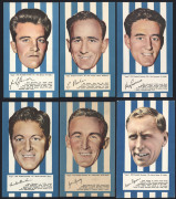 ARGUS 1953 "FOOTBALL PORTRAITS" - NORTH MELBOURNE: complete set of North Melbourne players [6], issued as a part of a set of 72 large-sized cards (each 11x19cm); G/VG. (6)