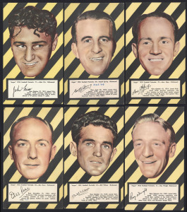 ARGUS 1953 "FOOTBALL PORTRAITS" - RICHMOND: complete set of Richmond players [6], issued as a part of a set of 72 large-sized cards (each 11x19cm); G/VG. (6)