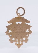 "COLEDALE F.C. - 2nd GRADE PREMIERS - 1911 - J. SMITH" engraved 9ct gold fob (3.2gms). Coledale appears to be a foundation club of the Illawarra Soccer Association. - 2