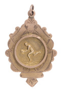 Attractive 9ct gold fob (5.2gms) engraved verso "Presented to M. Summerville for best Junior player - S.F.C. - Season 1920."