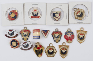 SANFL - CENTRAL DISTRICT FOOTBALL CLUB: 1963 plus a 1972-1988 incomplete run of enamelled membership badges, including three duplicates, some are missing pins. (16 items)