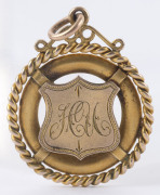 SWIMMING: An attractive 9ct gold fob (8.4gms) of 1908, engraved verso "MANLY S[WIMMING] CLUB CARNIVAL : H. URRY. 4.1.08 - 100 Yds Navy Champ."