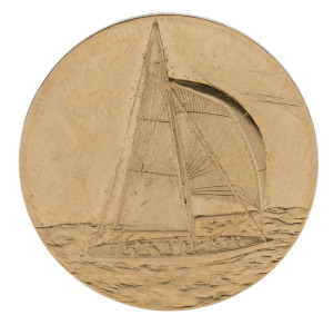 1983 AMERICA'S CUP: 9ct gold medallion inscribed "AUSTRALIA II/1983/FIRST WINNING CHALLENGE", weight 13.65gr.