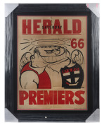 ST KILDA: 1966 original WEG premiership poster, tear and associated defects at top, window mounted, framed & glazed, overall 67x85cm. - 2