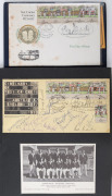 1977 CENTENARY OF TEST CRICKET: "TCCB/ The Centenary & Jubilee Pair", limited edition folder (#195 of 500 issued) including 1977 Centenary Test FDC with 17 Australian Test cricketer signatures including Lillee, Thomson, Walters, Marsh & Greg Chapell, plus