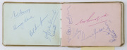 AUTOGRAPH BOOK: with mostly cricketer signatures from 1940s-60s era including Australian Test players Don Bradman, Richie Benaud, Bob Simpson, Neil Harvey, Wally Grout, Alan Davidson, Norm O'Niell, Bill Lawry & Graham McKenzie; West Indians Gary Sobers, - 2