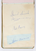 AUTOGRAPH BOOK: with mostly cricketer signatures from 1940s-60s era including Australian Test players Don Bradman, Richie Benaud, Bob Simpson, Neil Harvey, Wally Grout, Alan Davidson, Norm O'Niell, Bill Lawry & Graham McKenzie; West Indians Gary Sobers, - 5