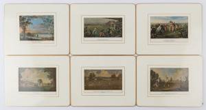 TABLEWARE: set of 6 Table Mats each featuring 18th & 19th century artwork images of cricket games; comes with original postal packaging showing sender to be Bill Watkins of the Marylebone Cricket Club, c. mid 1960s. Pristine condition.