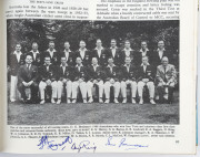 LITERATURE - WITH SIGNATURES: "The World of Cricket" by E.W. Swanton with AUTOGRAPHED entries (usually on images) for numerous players including Don Bradman, Lindsay Hassett, Alec Bedser, Richie Benaud (2), Ted Dexter, Tom Graveney, Len Hutton, Ian Johnst - 3