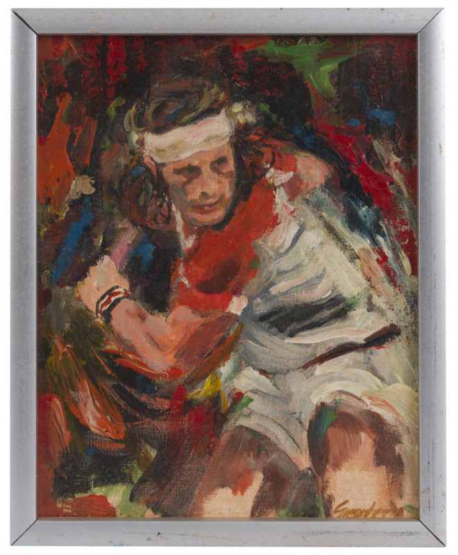 JOSEPH GREENBERG (1923 - 2007), "Björn Borg", acrylic on card, 25 x 20cm. 