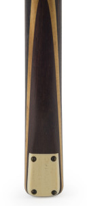 Burwat "Champion" cue by Burroughes & Watts (Regn no.292596), ash shaft with Macassar ebony butt, original ash peg in butt end; length 57" (145cm), weight 16oz, with soft vinyl cue case. A revered cue brand, favoured by Alex Higgins.
