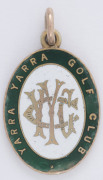 Yarra Yarra Golf Club, 9ct gold & enamel fob depicting a golfer in action, engraved for J.H. CHANDLER, March 1925, 87-14-73". - 2