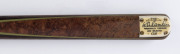 WILLIAM CAMKIN - CUE: "The W.A.Camkin" cue made by Peradon, ash shaft with machine spliced butt, amboyna front splice; weight 17oz, length 57.5" (146cm), soft vinyl cue case, c.1940s. William Camkin was a billiards/snooker entrepreneur and match promoter