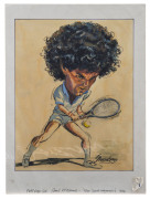 JOSEPH GREENBERG (1923 - 2007), "Paul McNamee", mixed media on artist board, signed "Greenberg" lower right, 30 x 23cm.  The artwork for a full page illustration in "Your Sport" magazine.