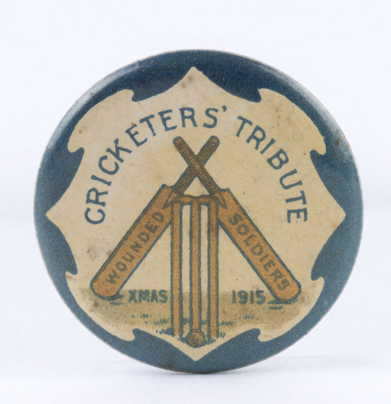 Christmas 1915 CRICKETERS' TRIBUTE to WOUNDED SOLDIERS badge; fine condition.