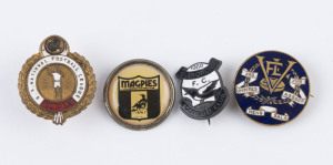 BADGES: A small group comprising a Collingwood badge, a Glenorchy F.C. badge and two Umpires Association badges, (4 items).