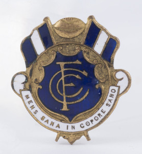 CARLTON FOOTBALL CLUB enamel and brass badge by K.G.Luke, circa 1940s.