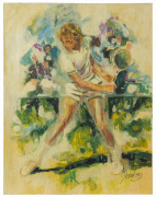 Joseph GREENBERG (1923 - 2007), The backhand, acrylic on composition board, signed lower right, 61 x 45.5cm. 