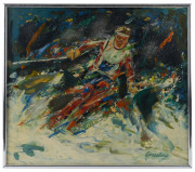 SNOW SKIING: JOSEPH GREENBERG (1923 - 20067) Giant Slalom, acrylic & oil on composition board, signed lower right, 61 x 67cm. - 2