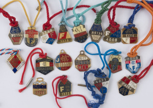 MELBOURNE CRICKET CLUB: A collection of membership fobs from 1963-64 to 1990-91 (17, all different) plus an MCC Perpetual Membership fob; most with original lanyards. (18 items).