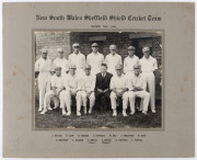 NEW SOUTH WALES SHEFFIELD SHIELD CRICKET TEAM - SOUTHERN TOUR 1930: The official NSW team photograph by Krischock, Adelaide, with Kippax as captain and McCabe, Jackson, Fairfax and Fingleton in the team. Laid down on the original backing card, overall 30