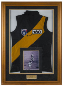 RICHMOND - ROYCE HART: display with Hart's signature on Richmond football jumper, window mounted, framed & glazed, overall 79x110cm.