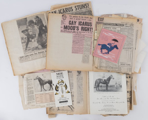 GAY ICARUS: Three scrapbooks containing a collection of newspaper and magazine cuttings primarily about Gay Icarus, his trainer, owners, competitors, etc. Collected by members of the family of the trainer, Cyril Beechey. Also includes programmes, telegram