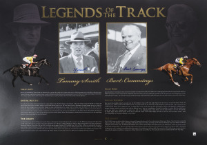 "LEGENDS OF THE TRACK" - BART CUMMINGS & TOMMY SMITH: unmounted display featuring Bart Cummings and Tommy Smith signatures on separate photographs, with CofA, numbered #5 of 500.